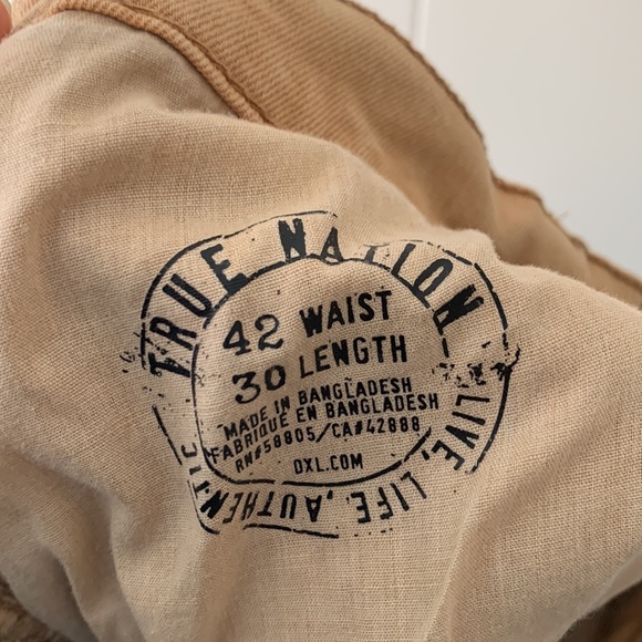 True Nation By DXL Big and Tall Athletic Fit Jeans Khaki Tan Size 42 x 30 - Picture 6 of 7